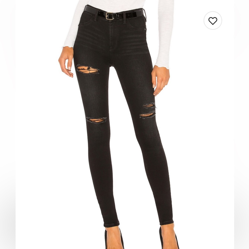 Free People Black Distressed Skinny Jeans Size 25